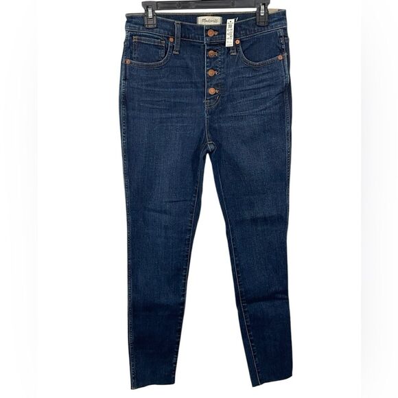 NWT Madewell 10" High Rise Button Fly Blue Denim Skinny Jeans Raw Hem Size 29 - Picture 2 of 11